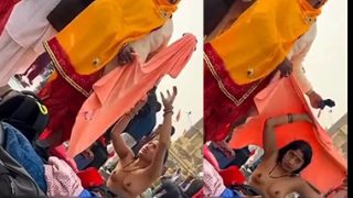 Desi Bhabhi Bath Outdoor Changing Dress Captured Viral